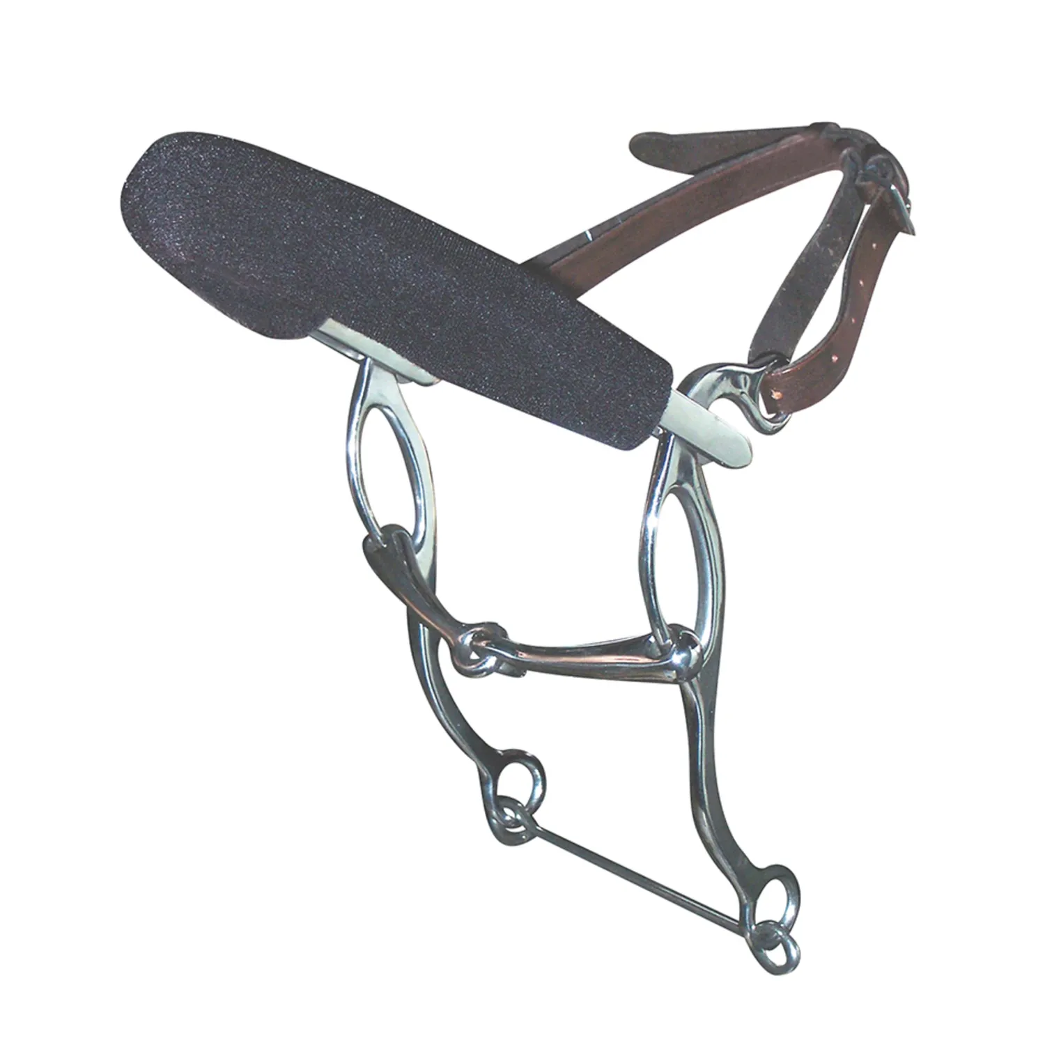 New PARTRADE Metalab Solid Joint Combination Bit with Neoprene Cover Noseband with Leather Straps Stainless Steel/Black