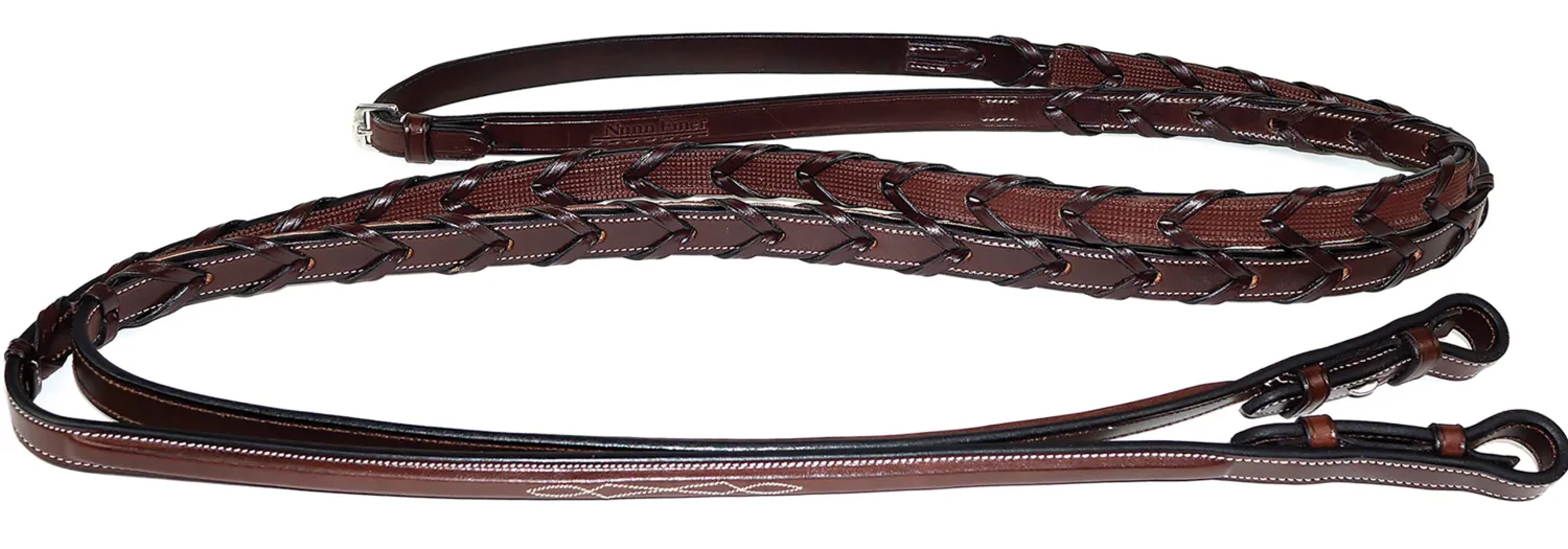 Hot NUNN FINER PRODUCTS Nunn Finer® Rubber-Lined Laced Reins Havana