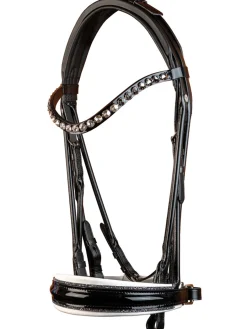 New OTTO SCHUMACHER München Weymouth Bridle Black Patent/White