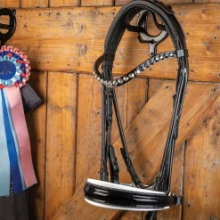 New OTTO SCHUMACHER München Weymouth Bridle Black Patent/White
