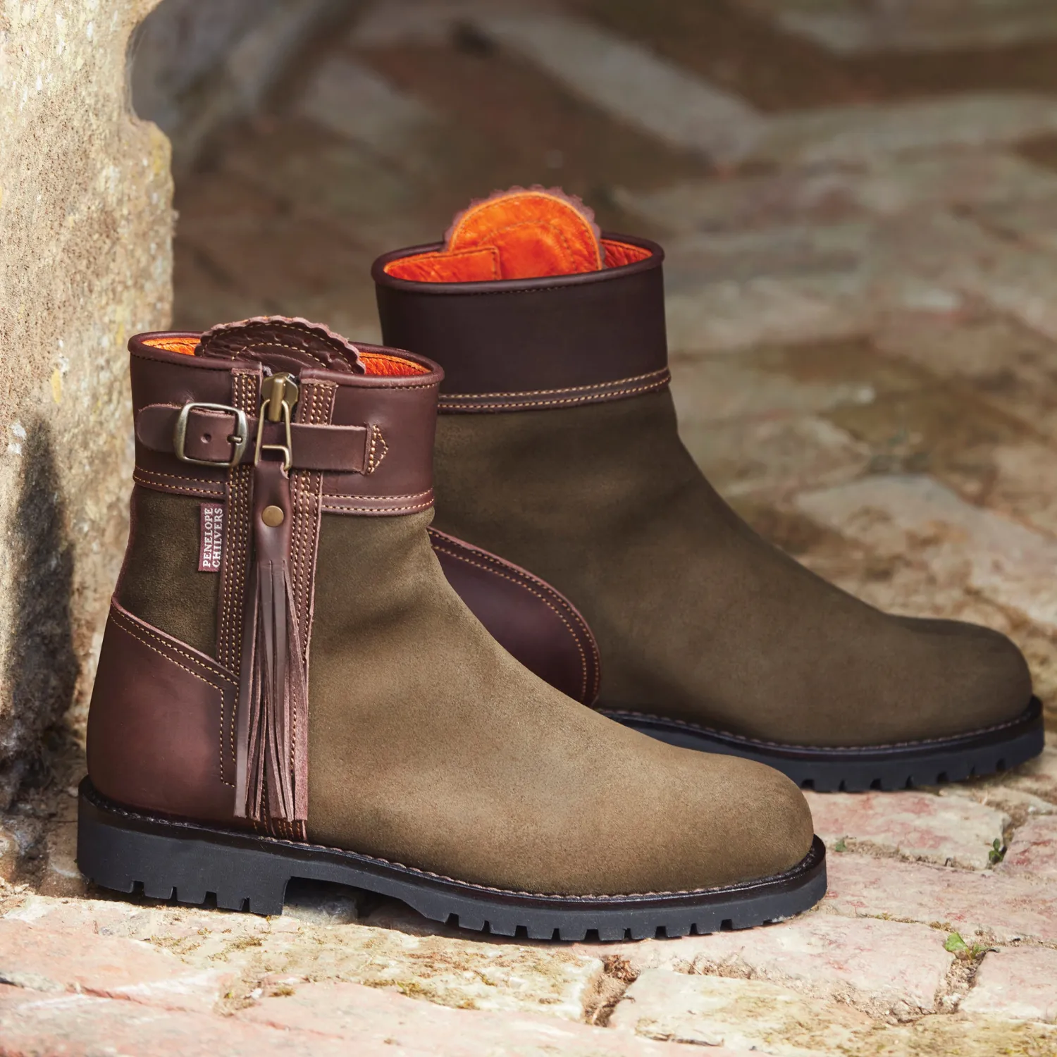 Hot PENELOPE CHILVERS Ladies’ Inclement Cropped Tassel Boots Seaweed/Conker