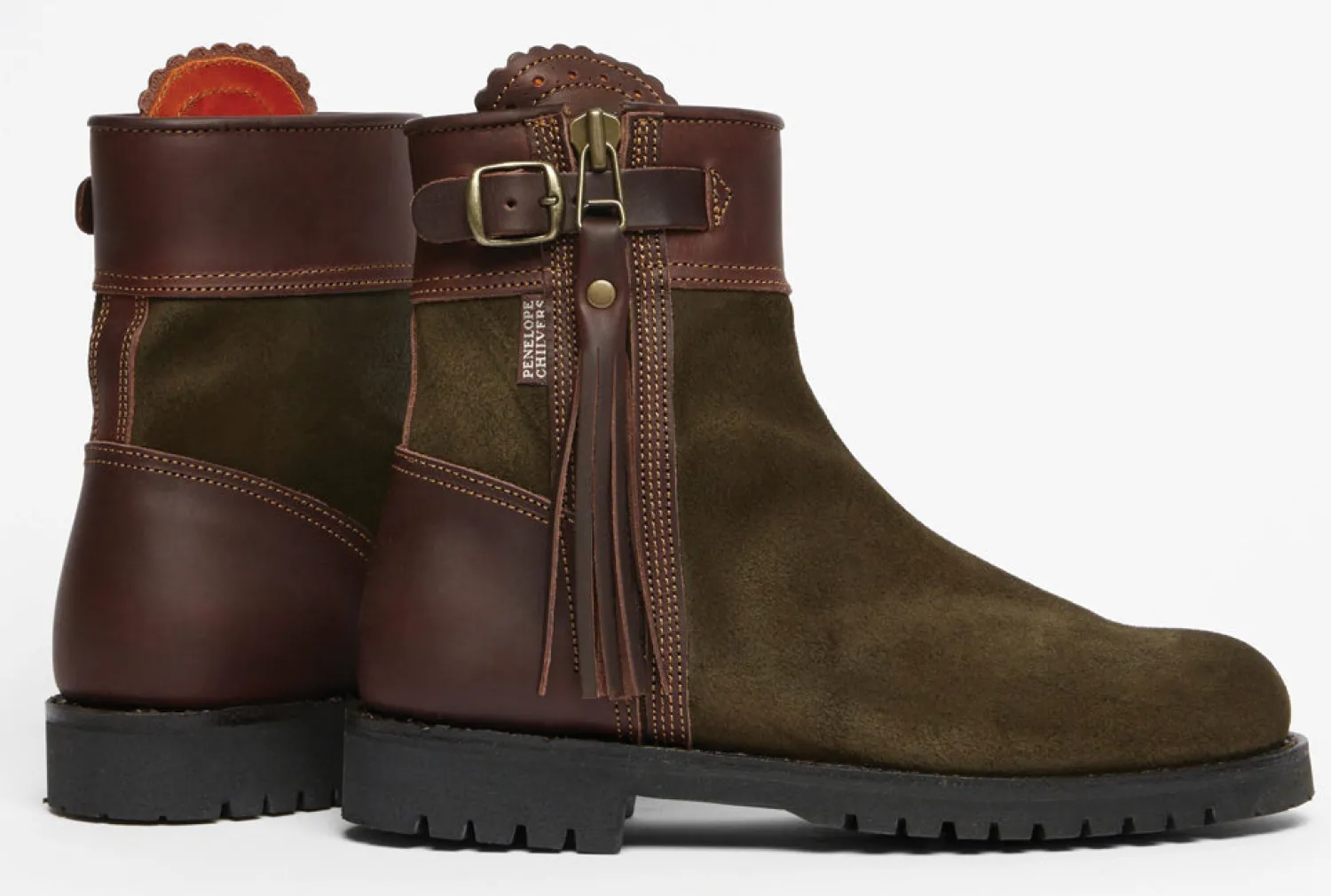 Hot PENELOPE CHILVERS Ladies’ Inclement Cropped Tassel Boots Seaweed/Conker