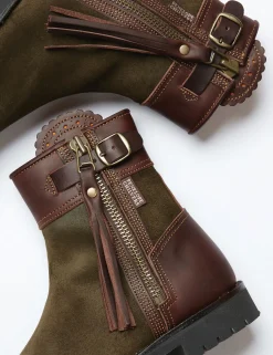 Hot PENELOPE CHILVERS Ladies’ Inclement Cropped Tassel Boots Seaweed/Conker