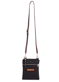 Discount PERRIS LEATHER Perri’s® Champion Crossbody Bag with Leather Accents and Nameplate Black