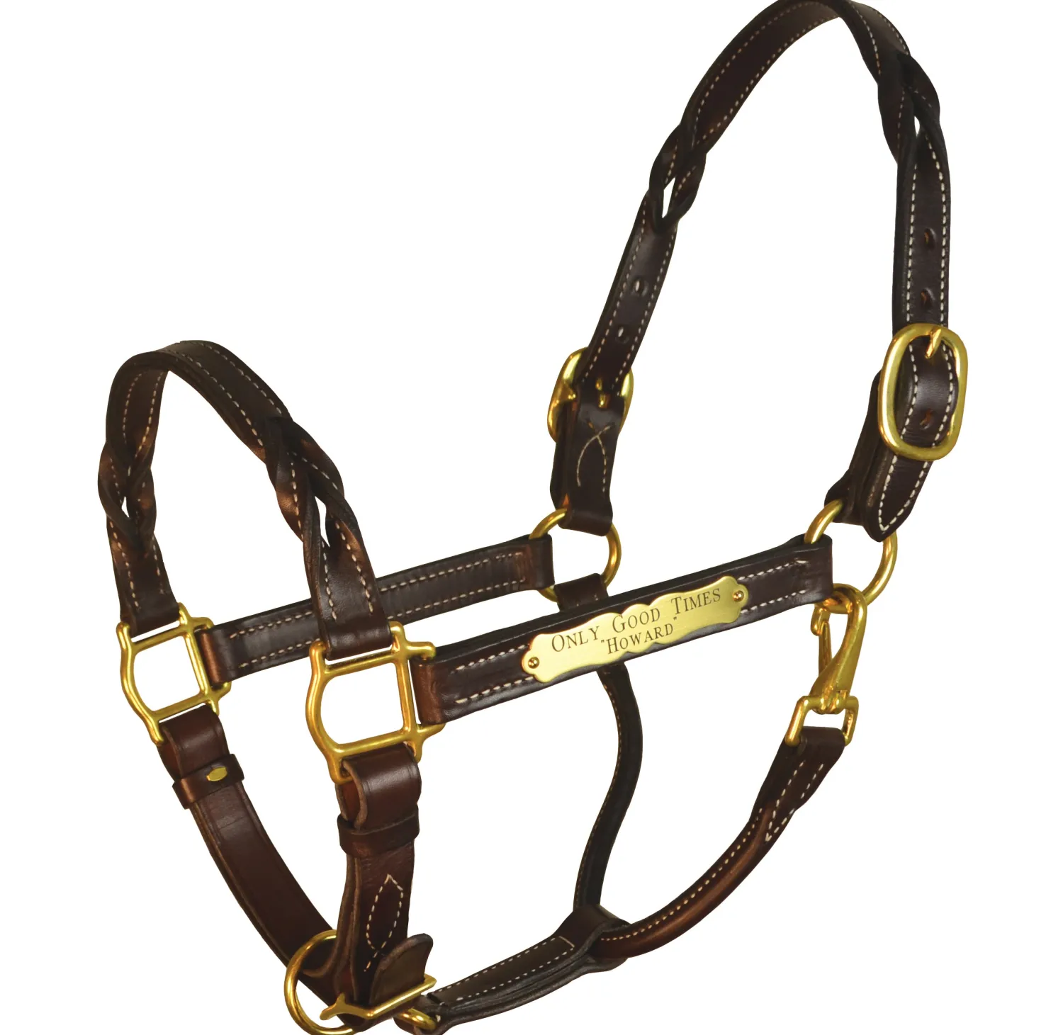New PERRIS LEATHER Perri’s® Twisted Leather Halter with Nameplate Havana