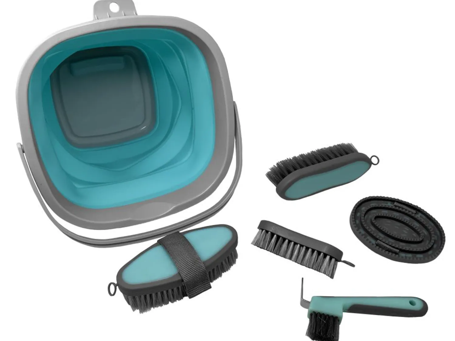 New SHILOH STABLES TACK 5-Piece Grooming Kit with Collapsible Bucket
