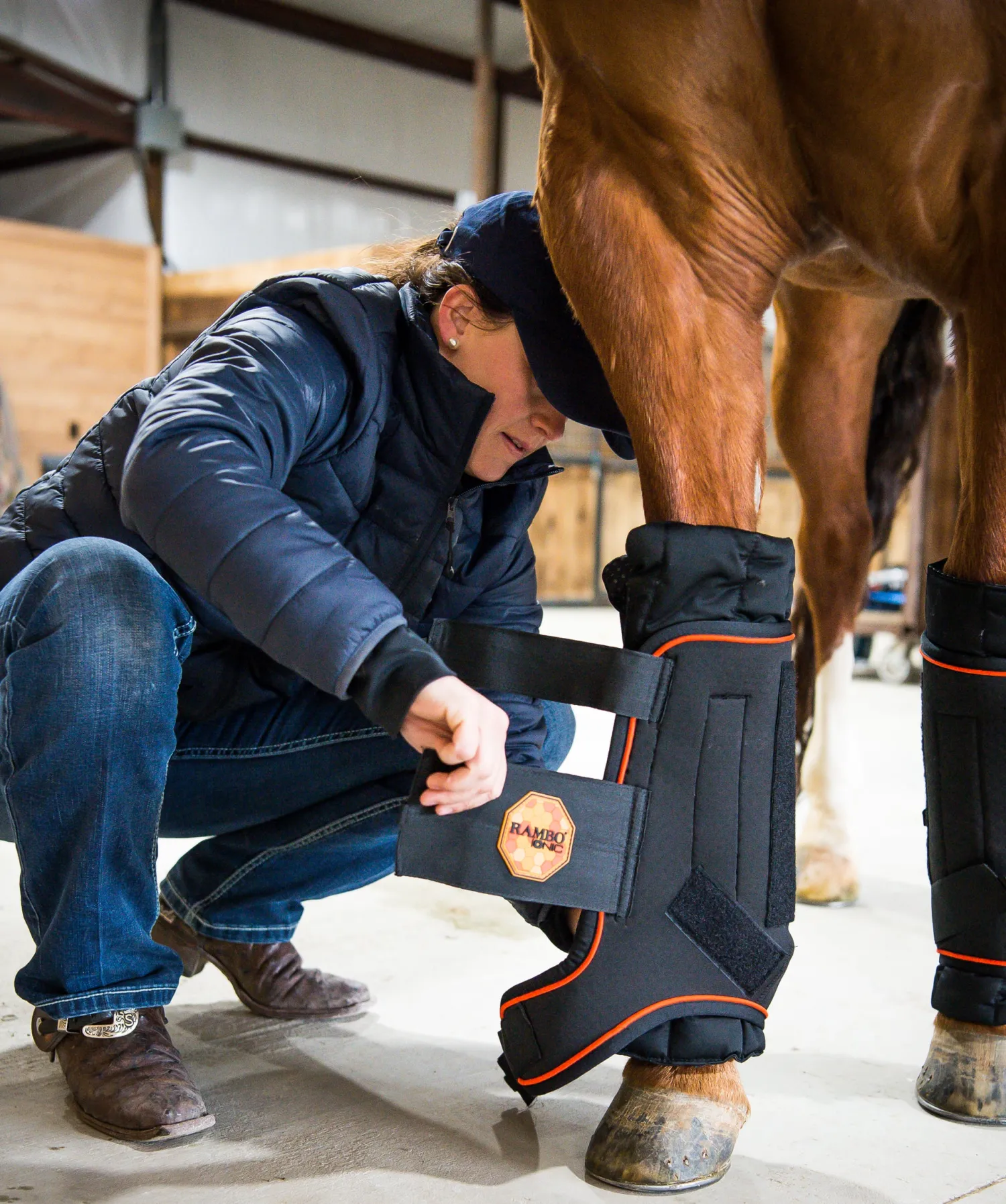 HORSEWARE Rambo® Ionic Stable Boots Black/Black And Orange