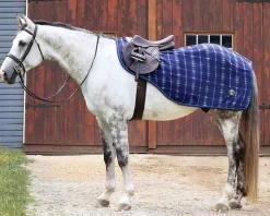 Clearance INTEX EQUESTRIAN Rider’s International™ Classic Plaid Fleece Quarter Sheet Navy Plaid
