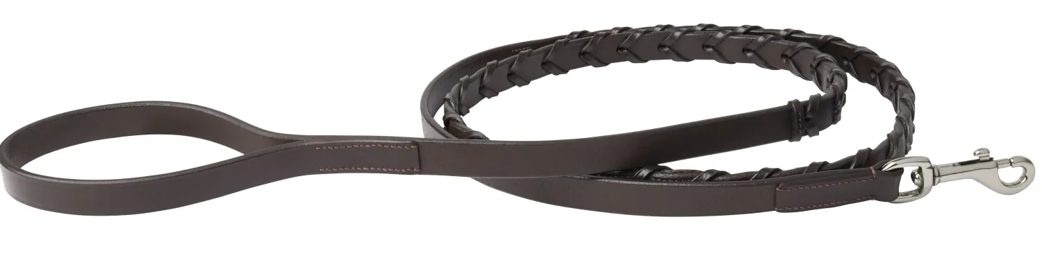 Best PUSHKAR INTL Rider’s International™ Laced Rein Dog Leash Brown