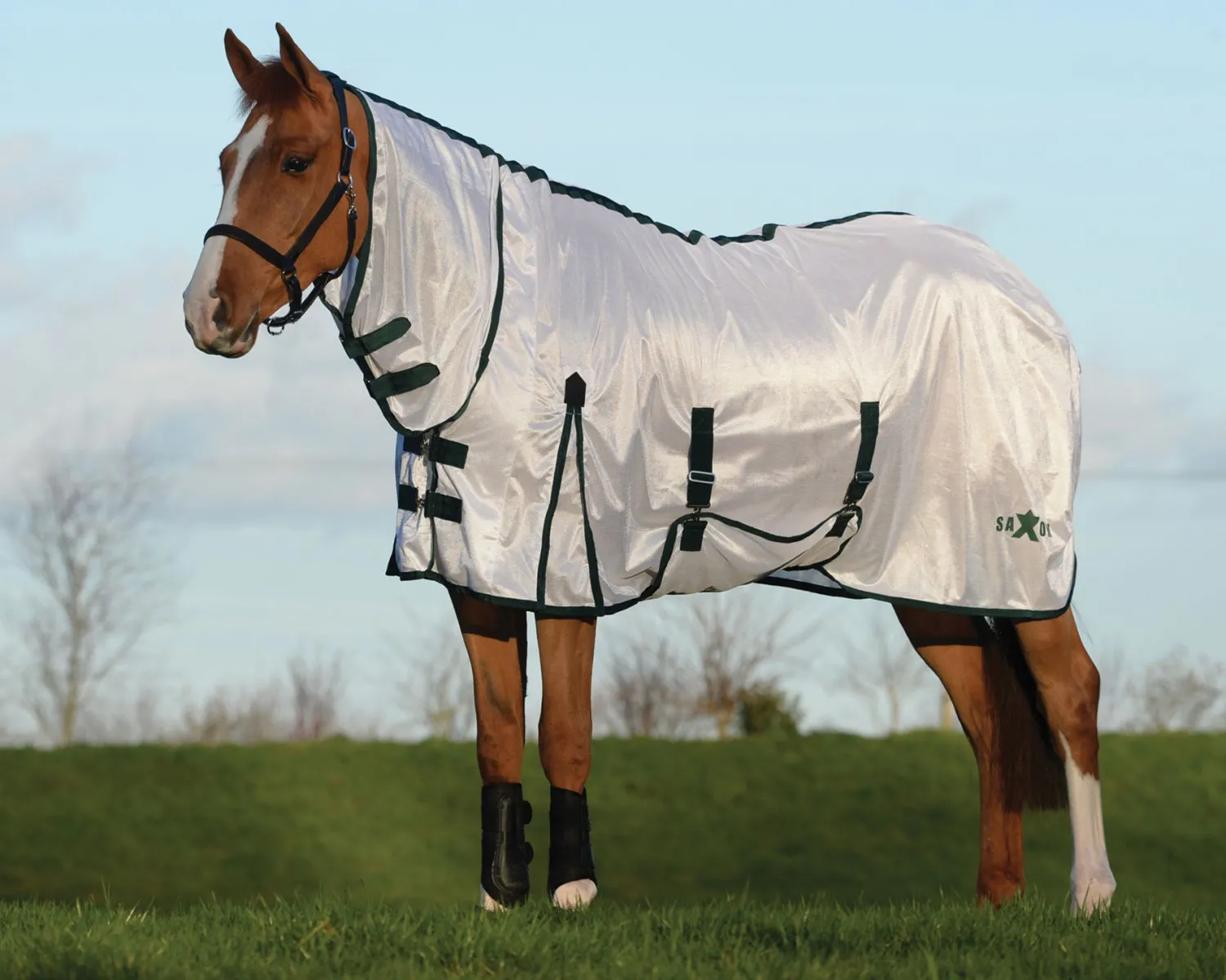 New WEATHERBEETA Saxon Mesh Fly Sheet with Combo Neck & Belly Wrap White/Hunter