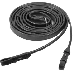 Outlet SCHOCKEMOEHLE N.A. Schockemöhle Rolled Leather Reins with Hand Stops Black/Silver