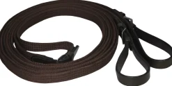 Outlet SCHOCKEMOEHLE N.A. Schockemöhle Rolled Leather Reins with Hand Stops Black/Silver