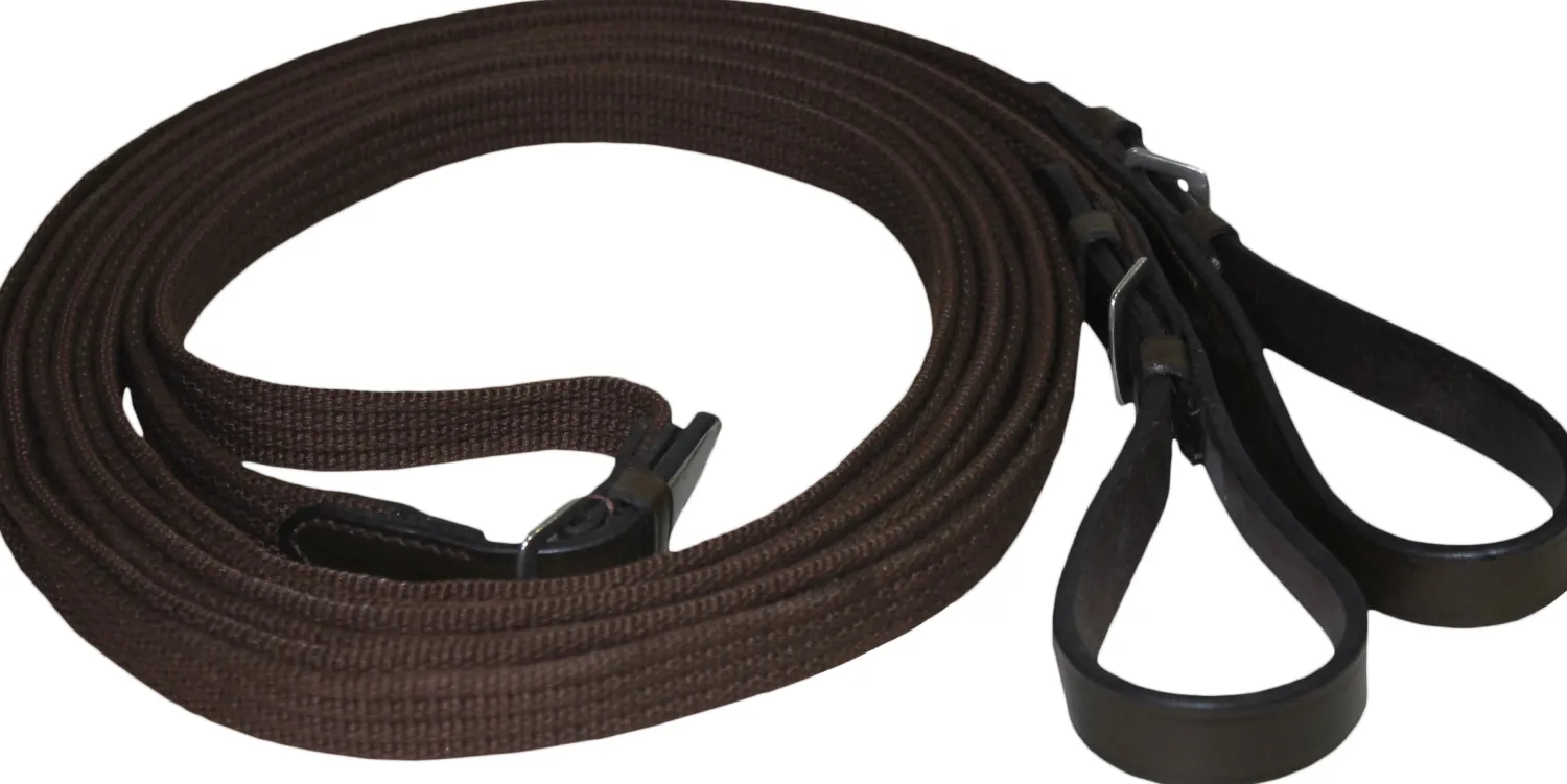 Outlet SCHOCKEMOEHLE N.A. Schockemöhle Rolled Leather Reins with Hand Stops Black/Silver