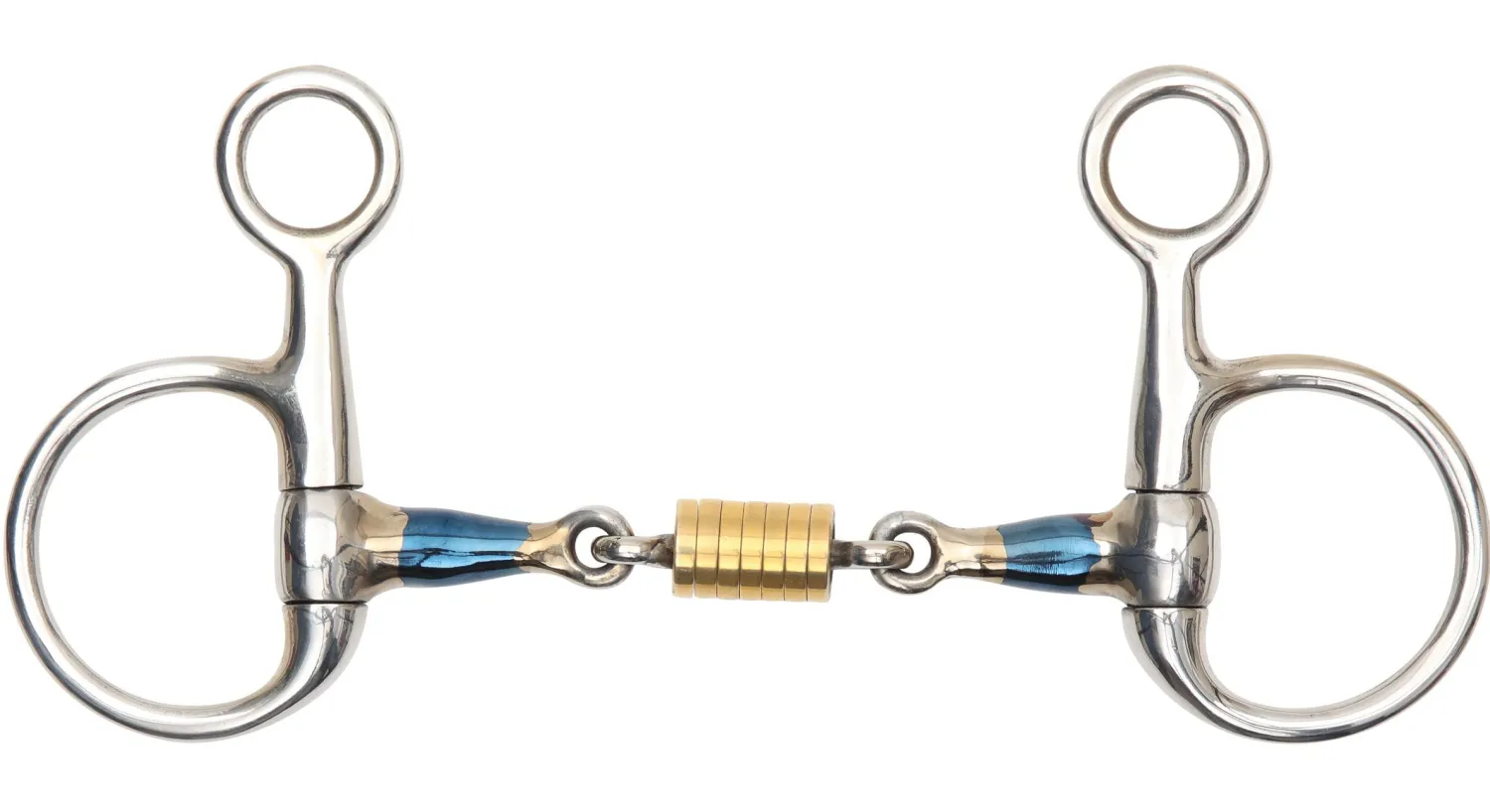 Online SHIRES EQUESTRIAN Shires Hanging Cheek Bit with Roller Link Blue Sweet Iron
