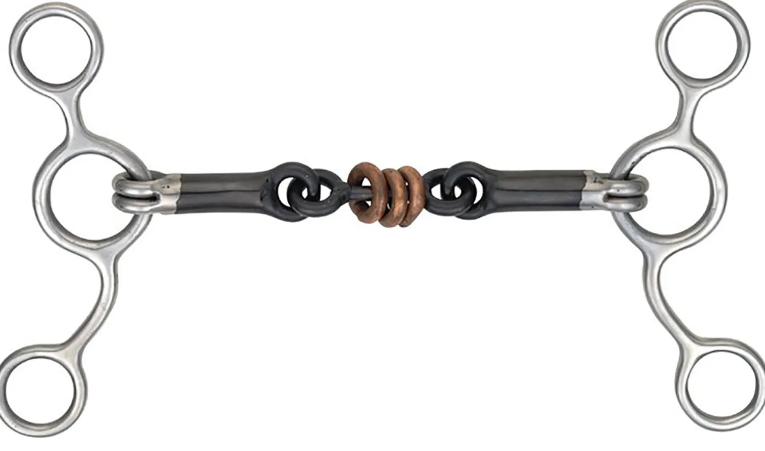 SHIRES EQUESTRIAN Shires Sweet Iron & Copper Tom Thumb with Roller Link Black Sweet Iron
