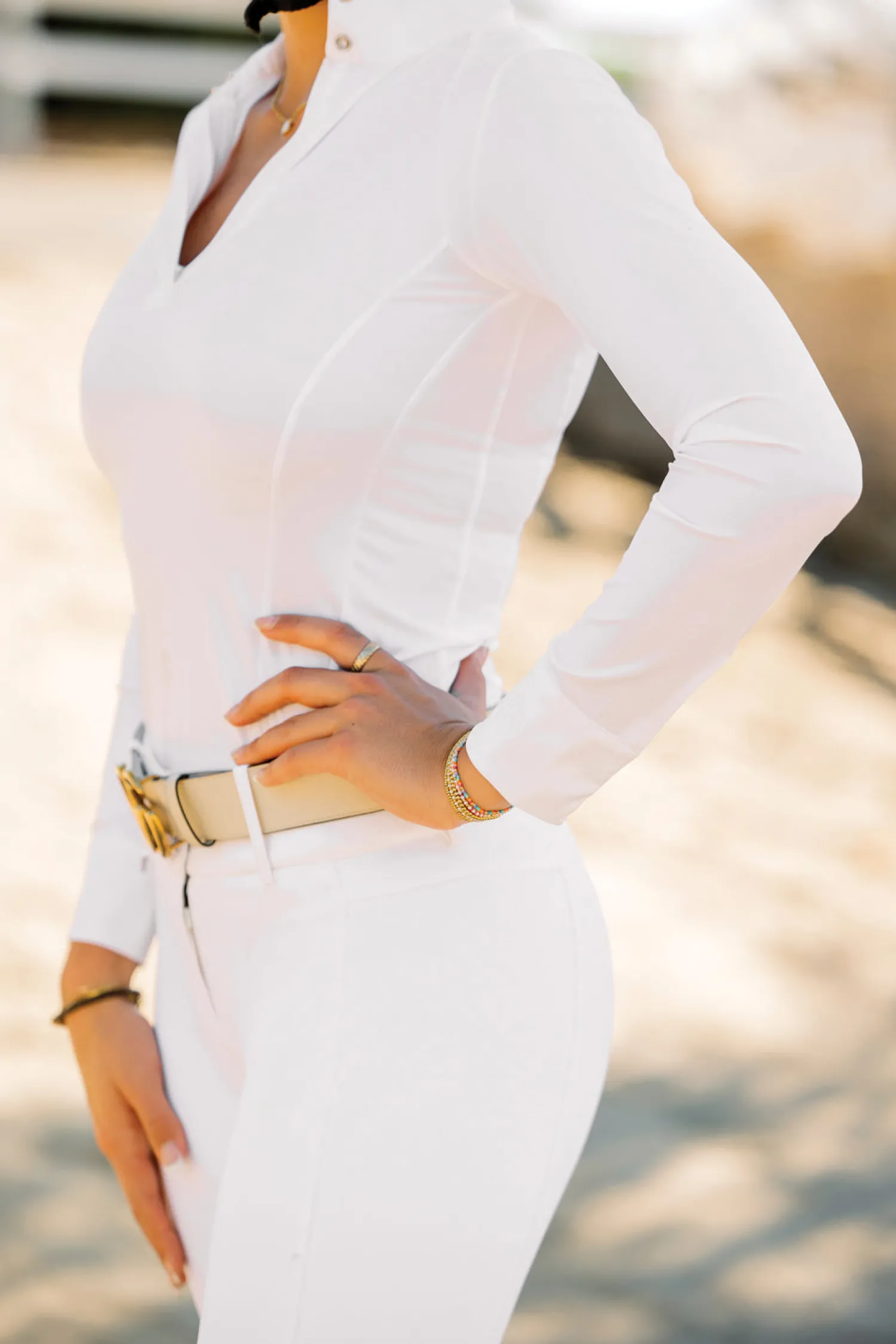 New TKEQ THE SHOP TKEQ Skylar Long Sleeve Competition Shirt White