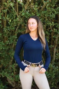 Best TKEQ THE SHOP TKEQ Ladies’ Kennedy Seamless V-Neck Long Sleeve Shirt 2.0 Classic Navy