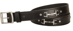 Hot TORY LEATHER 1 1/2" Belt with Nickel Snaffle Bits