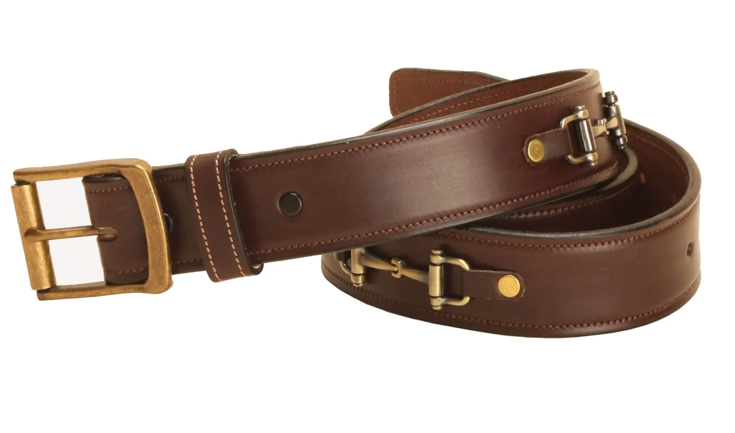 Hot TORY LEATHER 1 1/2" Belt with Nickel Snaffle Bits