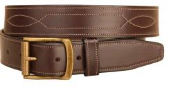 TORY LEATHER 1 1/2" Belt with Repeated Stitch Pattern