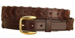 Hot TORY LEATHER 1 1/4" Laced Belt with Brass Buckle