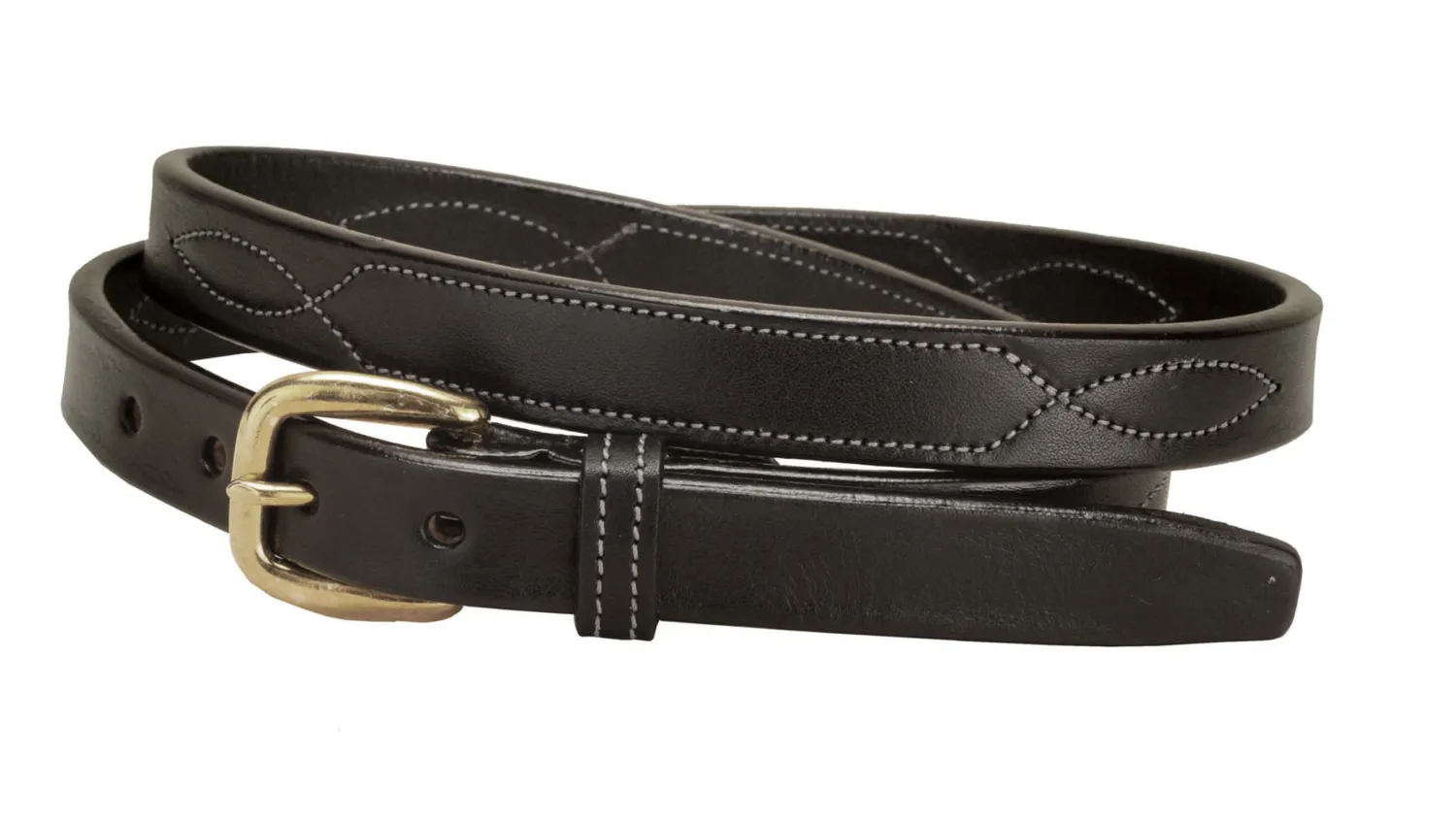 Outlet TORY LEATHER 3/4" Belt with Stitched Patterns & Brass Buckle