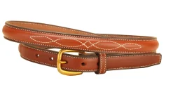 Clearance TORY LEATHER 3/4" Fancy-Stitched Belt with Brass Buckle