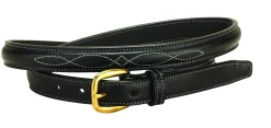 Clearance TORY LEATHER 3/4" Fancy-Stitched Belt with Brass Buckle