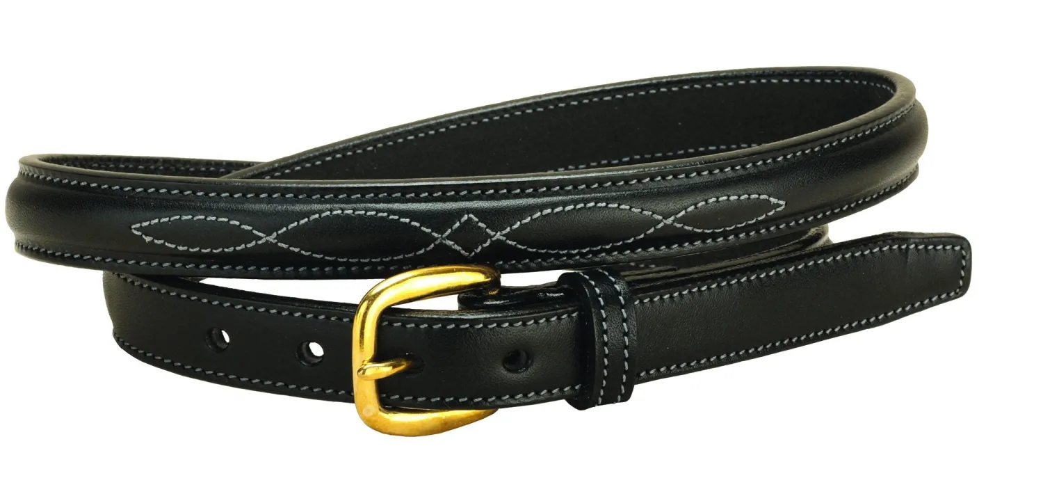 Clearance TORY LEATHER 3/4" Fancy-Stitched Belt with Brass Buckle