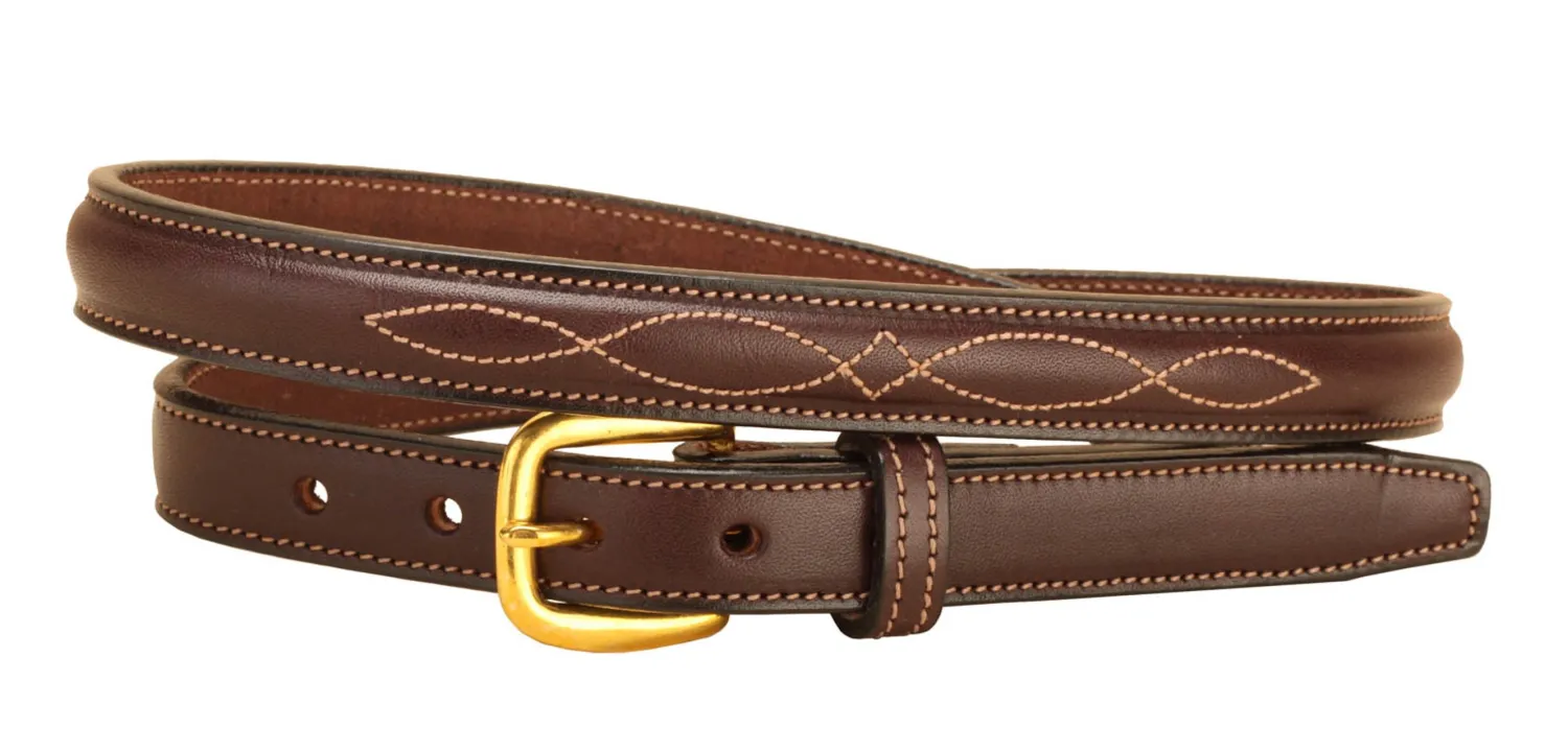 Clearance TORY LEATHER 3/4" Fancy-Stitched Belt with Brass Buckle