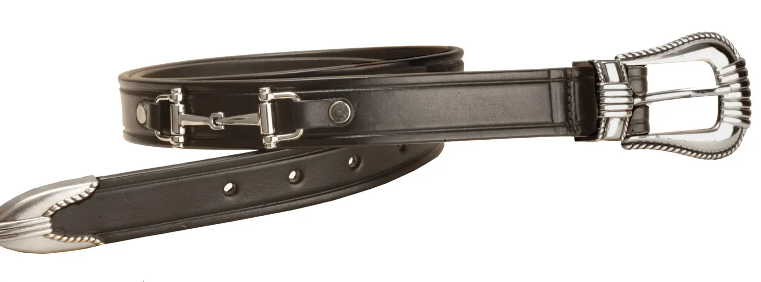 Sale TORY LEATHER Belt with Bits and Silver-Colored Three-Piece Buckle Set Black
