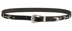 Sale TORY LEATHER Belt with Bits and Silver-Colored Three-Piece Buckle Set Black