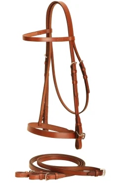 Best TORY LEATHER Company 1/2" Flat English Bridle with Flat Reins