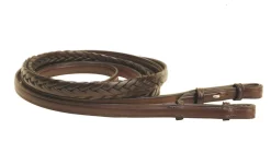 TORY LEATHER Company 58" x 60" Plaited Reins with Hook Stud Bit Ends Havana