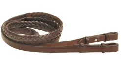 Best TORY LEATHER Company 5/8" x 72" Plaited Reins with Hook Stud Bit Ends Havana