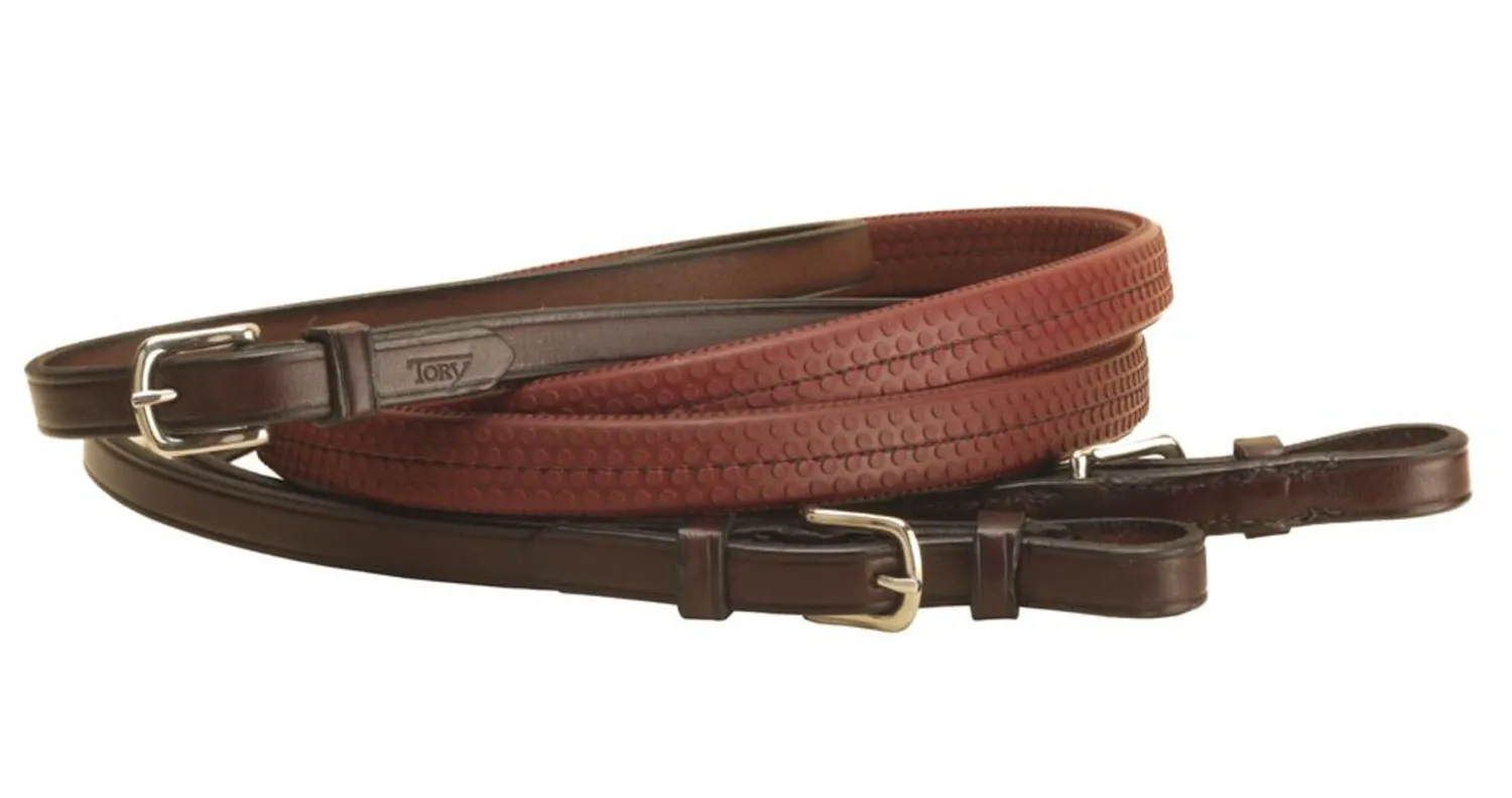 Discount TORY LEATHER Company Rubber Grip Leather Reins with Buckle Ends