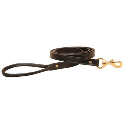 Best TORY LEATHER Flat Creased Leather Dog Leash with Rolled Leather Handle