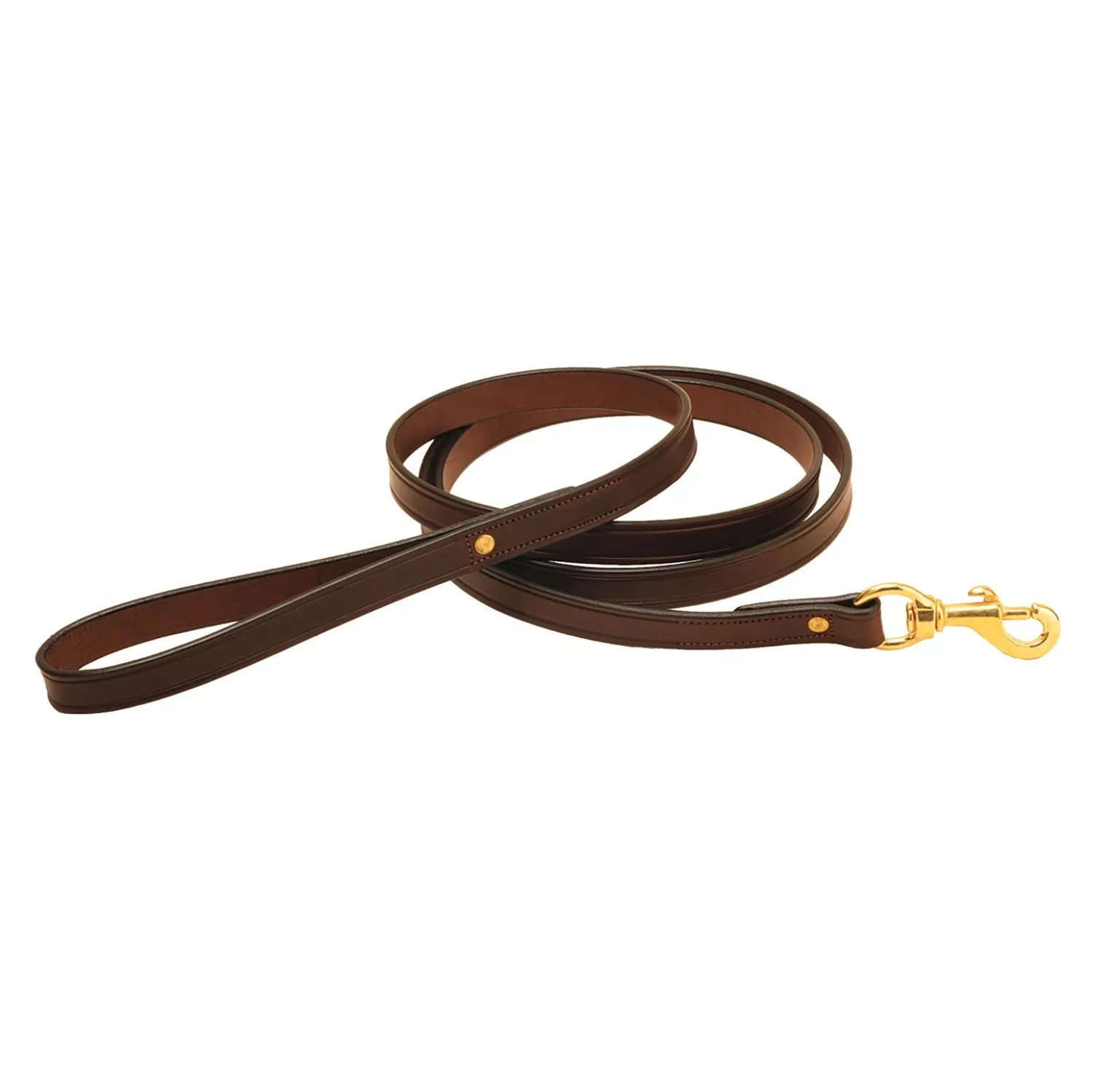Clearance TORY LEATHER Flat Creased Leather Dog Leash with Flat Handle