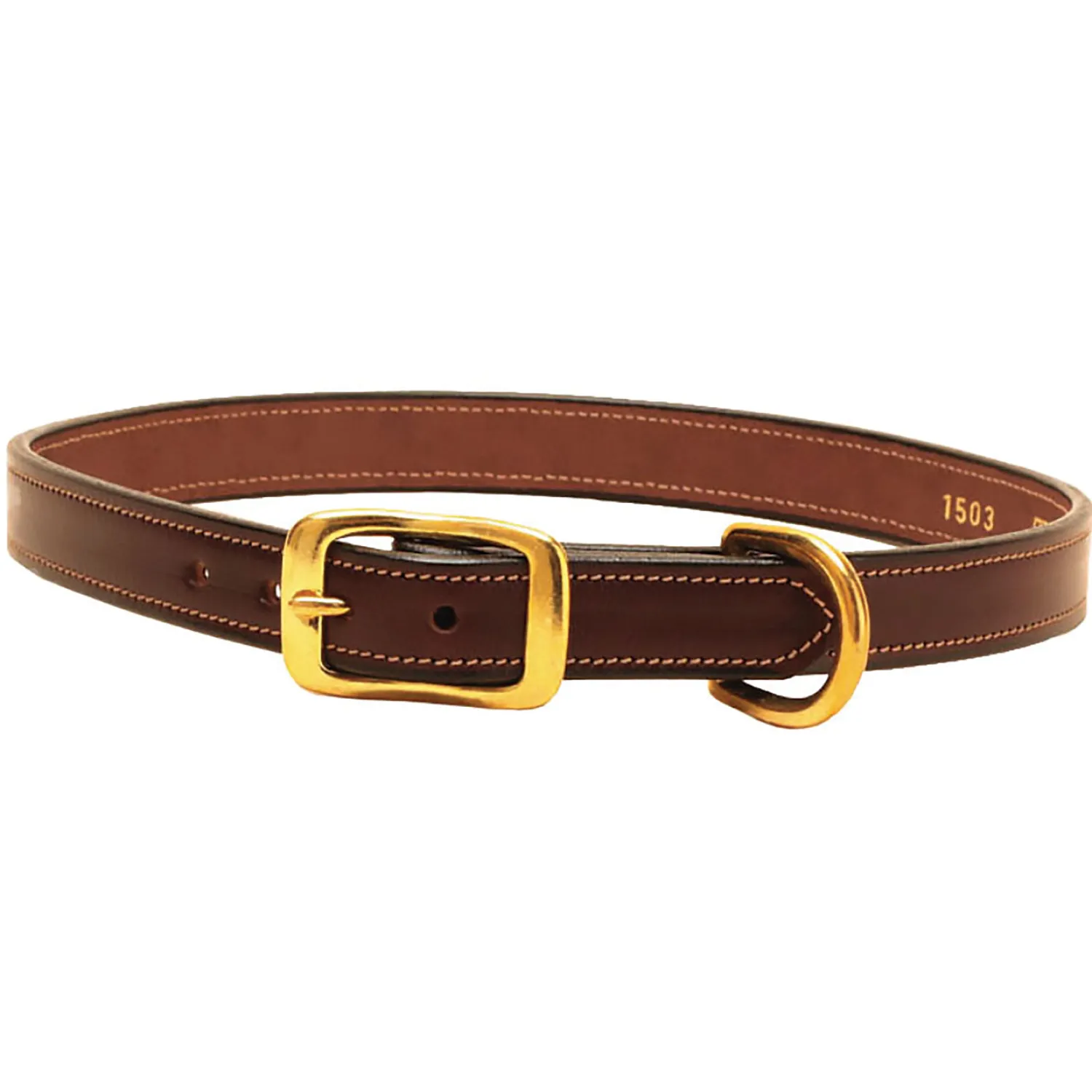 Clearance TORY LEATHER Saddle-Stitched Leather Dog Collar Havana