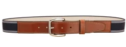 Best TORY LEATHER Striped Elastic and Leather Belt