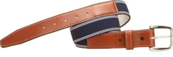 Best TORY LEATHER Striped Elastic and Leather Belt