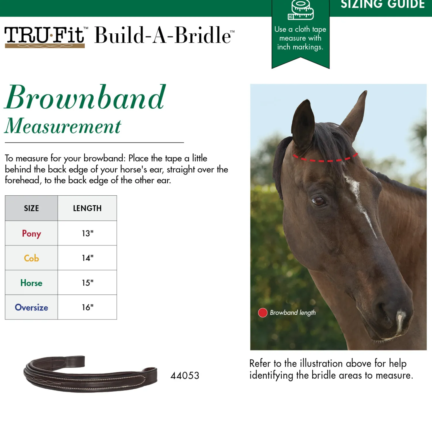 Discount KINGS INTERNATIONAL TRU-Fit™ Build-A-Bridle™ Fancy-Stitched Browband Chocolate