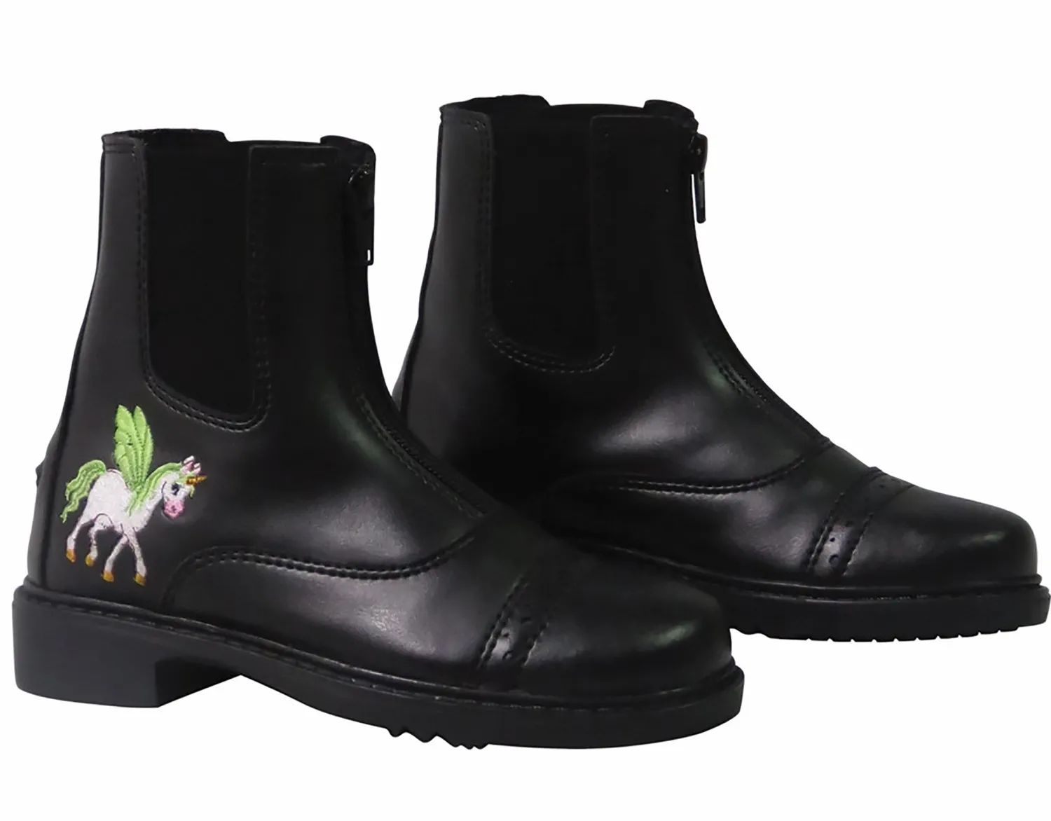 New JPC EQUESTRIAN TuffRider® Children's Unicorn Starter Front-Zip Paddock Boot Black