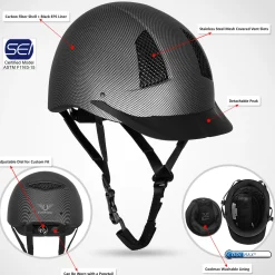 Sale JPC EQUESTRIAN TuffRider® Starter Carbon Fiber Print Helmet Black