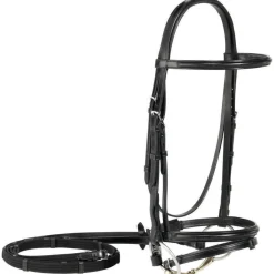 New WORLD EQUSTRN BRNDS Vespucci Plain Raised Dressage Bridle with Flash Black