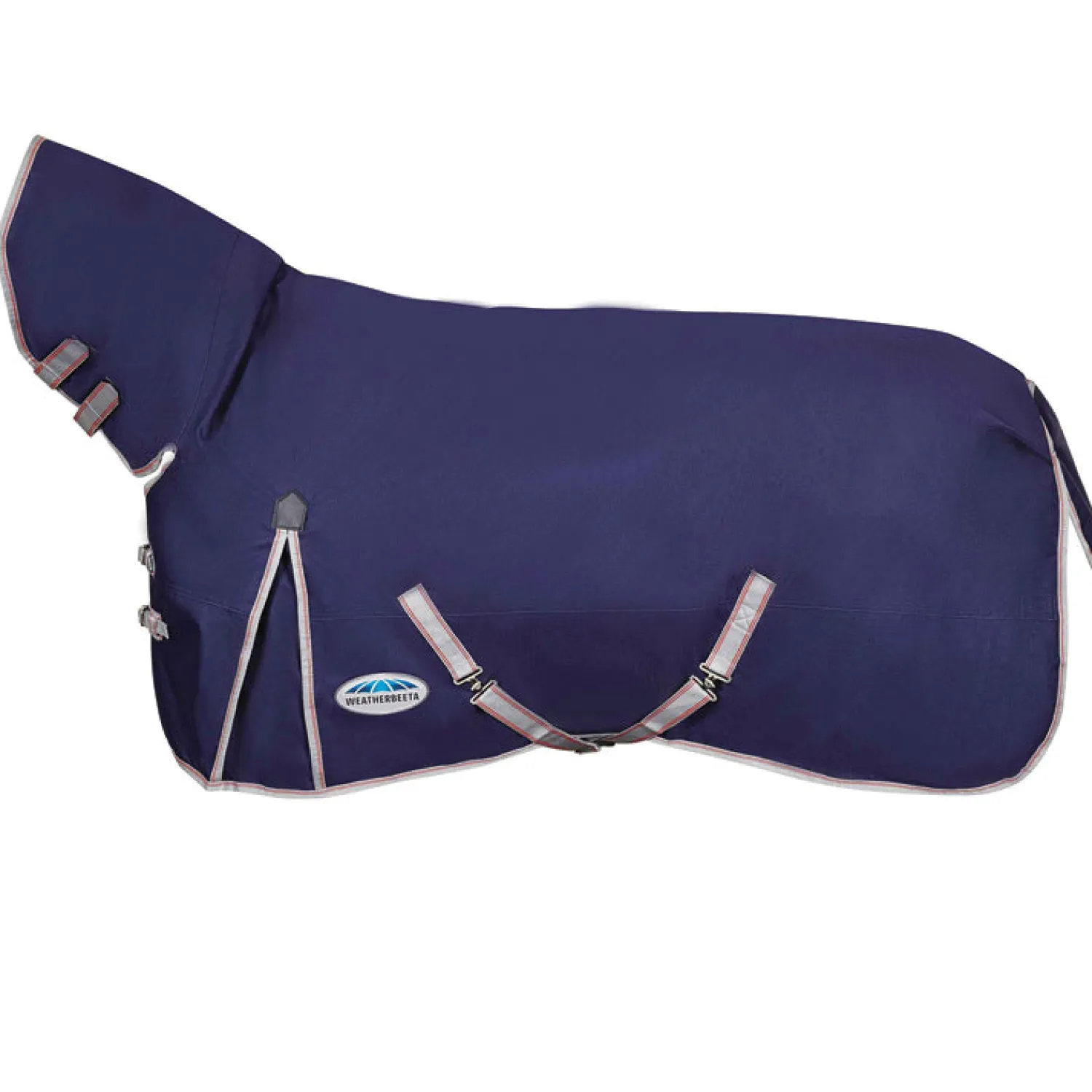 New WEATHERBEETA ® ComFiTec™ Essential Combo Neck Medium-Weight Turnout Blanket Navy/Silver/Red