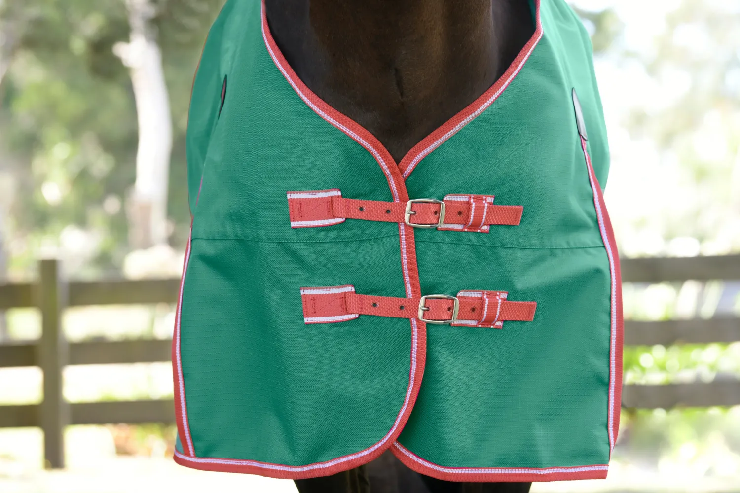 Outlet WEATHERBEETA ® ComFiTec™ Prelim Standard Neck Medium-Weight Turnout Blanket Dark Green/Red/White