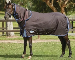 Best WEATHERBEETA ® ComFiTec™ Ultra Cozi II Detach-A-Neck Medium-Weight Turnout Blanket Charcoal/Blue/White