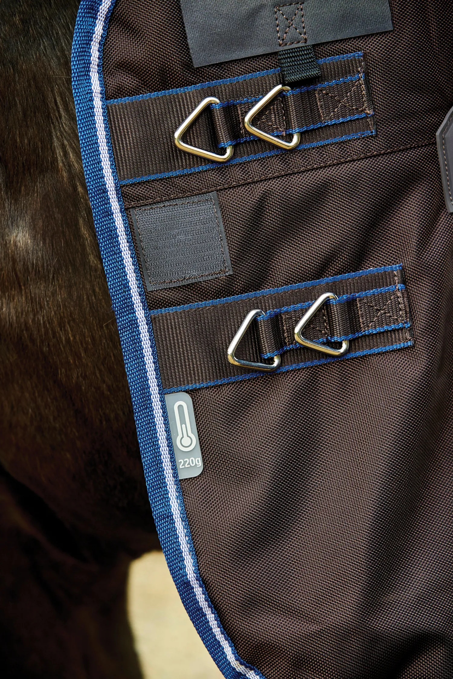 Best WEATHERBEETA ® ComFiTec™ Ultra Cozi II Detach-A-Neck Medium-Weight Turnout Blanket Charcoal/Blue/White