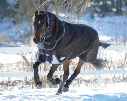 Best WEATHERBEETA ® ComFiTec™ Ultra Cozi II Detach-A-Neck Medium-Weight Turnout Blanket Charcoal/Blue/White